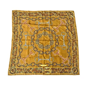 Vintage GUCCI Silk Scarf Horsebid Animal Print Chain Made in Italy Base 34 inch - Picture 1 of 9