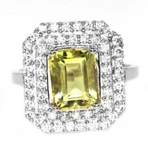 ANILLO PLATA ESTERLINA 925 CUARZO LIMÓN AMARILLO Y PIEDRAS PRECIOSAS CIRCONITA BLANCA TALLA 7,5 - Imagen 1 de 8