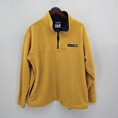 Vintage BIG DOG Polar Dogs Fleece 1/4 Zip Pullover Men's size Medium Yellow Navy - Image 1 of 4