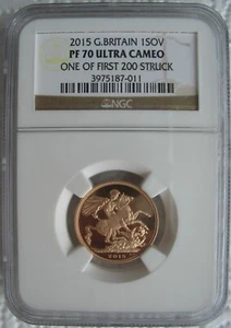 Great Britain 2015 Gold Sovereign NGC PF-70 Ult. Cameo - Picture 1 of 3
