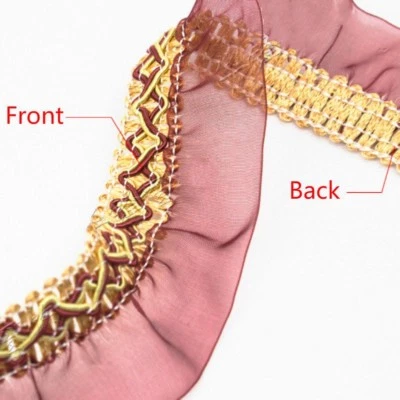 11M Ruffled Voile Trim Pleated Edge DIY Sewing Fabric Frill Mesh Sheer Ribbon - Image 1 of 4