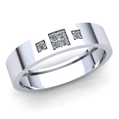 Genuine 0.5ct Round Cut Diamond Mens Cluster Anniversary Wedding Band 10K Gold - Image 1 of 4