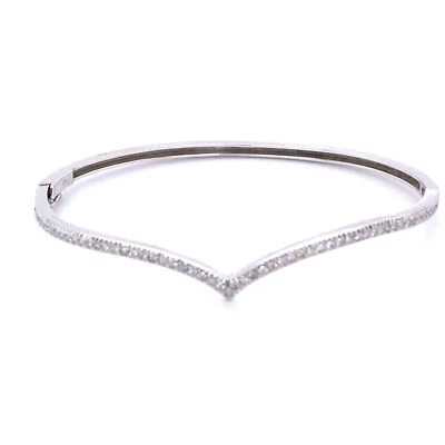 Brazalete Brazalete Bisagras Tenis Diseño Chevron Diamantes Oro Blanco 14k 0.50ct H/SI Foto 1 de 4