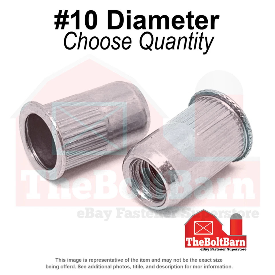 Tuerca de remache de cuerpo moleteado con brida pequeña de aluminio #10-24 lisa (elige la cantidad) Foto 1 de 1