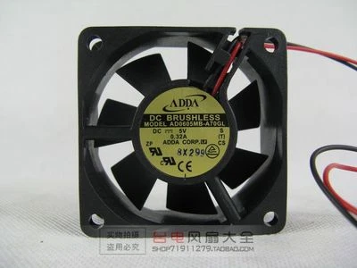 ADDA 6025 AD0605LB-A72GL DC 5V 0.32A cooling fan double ball 2-Wire - Image 1 of 3