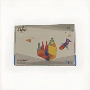48 Piece Kids Magnetic Tiles Blocks Building Toys Magnet Kit Children Gift Play - Picture 1 of 2