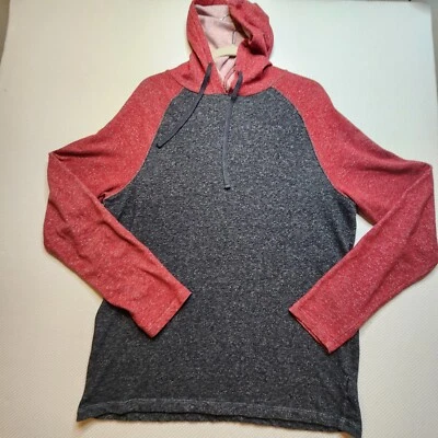 Volcom Mens Hoodie Sweatshirt Large Grey Red Front Pouch Cotton Blend Stone Logo - Image 1 of 4