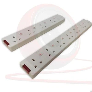 Permaplug 4 & 6 Gang weiße Schleppsteckdose. Individuell geschaltet + Neon SWG4-MP - Bild 1 von 4
