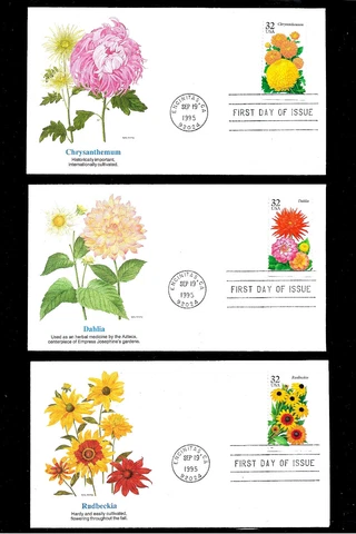 1995 Garden Flowers Issue First Day Of Issue Unaddressed Scott 2993-2997 Cover