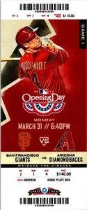 TICKET 2014 (March 31) MLB Arizona Diamondbacks vs San Francisco Giants Game 1 - Picture 1 of 2