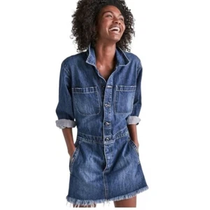 Lucky Brand Workwear Valeport Denim Trucker Drawstring Dress XS - Picture 1 of 16