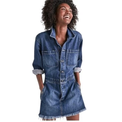 Lucky Brand Workwear Valeport Denim Trucker Drawstring Dress XS - Image 1 of 4