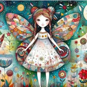 QPuzzles 256 Piece Square Jigsaw Puzzle - Audrey's Hatbox - Boho Fairy - Picture 1 of 1