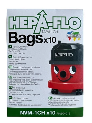 HEPA-FLO Numatic NVM-1CH 10x Vlies Staubsaugerbeutel 604015 / 180/250 Staubsauger Modelle