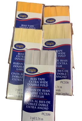 Lot of 5 Double Fold Bias Tape 1/2" wide cotton/polyester Gold, Yellow, Taupe - Image 1 of 3