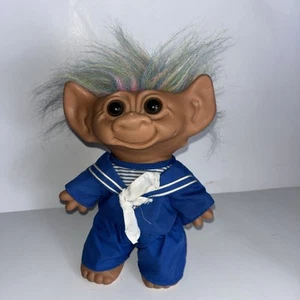 Vintage Uneeda Troll Doll Good Luck Sailor 8" Rainbow Hair (10” w/hair) - Picture 1 of 4
