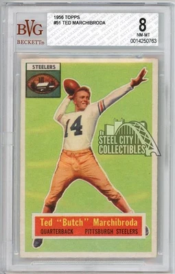 Ted Marchibroda 1956 Topps Football Card #51 BVG 8 - Image 1 of 2