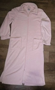 Croft & Barrow Cozy Front Zip Long Soft Pink Pkts Robe Womens Med 100% Poly See - Picture 1 of 17
