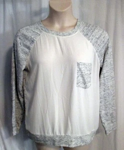 Reg Size L Lou & Grey Pullover Casual Top Light Weight Poly White & Mottled Gray - Picture 1 of 5