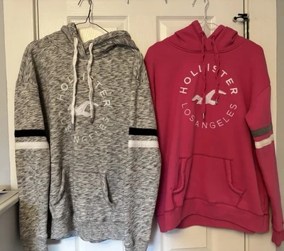 Juego de 2 sudaderas con capucha Hollister para mujer talla grande, estilos difíciles de encontrar, rosa y gris Foto 1 de 4