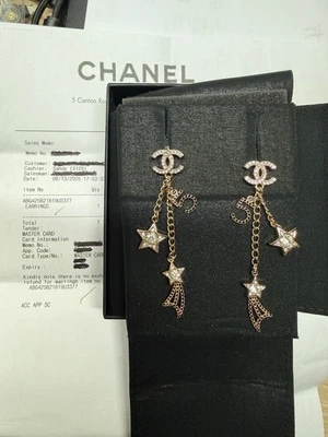 Chanel 25B Star No.5 motifs Comet CC Comète Crystal Long Drop Dangling earrings - Image 1 of 4