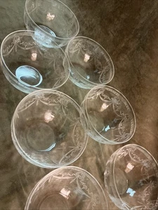 1920s Tiffin glass Company Etched wreath swag and bows finger bowl a lot of 7 - Picture 1 of 7