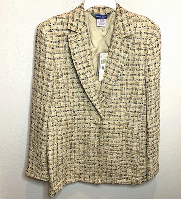 Tweed Blazer Austin Reed Womens 12 Cotton Blend Plaid NWT Career Preppy Academia - Изображение 1 из 4