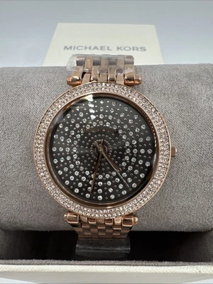 NEW Michael Kors Darci Pave Crystal Rose Gold Gray Watch MK4408 NIB - image 1 of 4