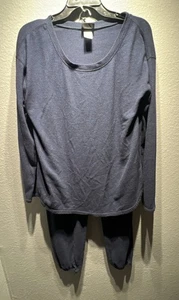 Felina Size L 2 Piece Lounge Set Blue Knit Pullover Sweater Top Jogger Pants - Picture 1 of 8