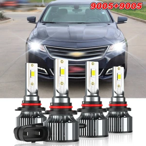 9005+9005 LED Headlight Bulbs High Low Beam 6500K For Chevrolet Impala 2016-2019 - Picture 1 of 13