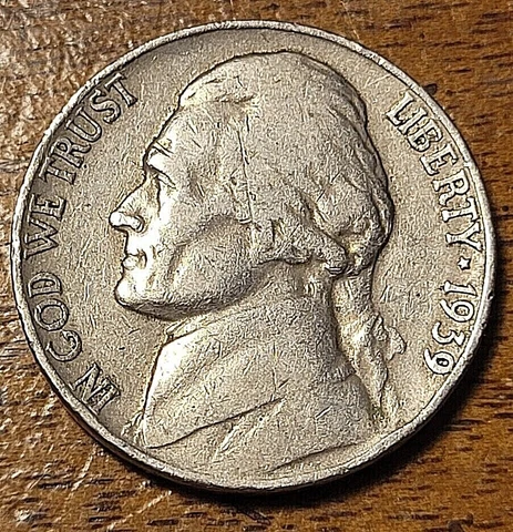 LQQK-1939 P 5CENT JEFFERSON NICKEL-AS IS-UNGRADED-SHIPS  FREE-LQQK! Cover