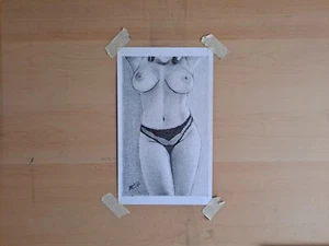 Disegno a matita originale 9x6 pollici di donna nuda fatto dall'artista ARTuro - Foto 1 di 6