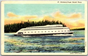 Postcard Puget Sound Washington Motor Ferry Kalakala Curt Teich Asahel Curtis - Picture 1 of 2