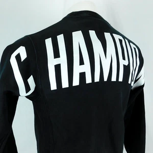 Champion Tejido Inverso Hombres Negro Pullover Sudadera Marca de Palabra Cuello Redondo Talla S - Imagen 1 de 11