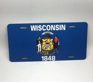 WISCONSIN STATE FLAG METAL NOVELTY CAR LICENSE PLATE AUTO TAG - Picture 1 of 15