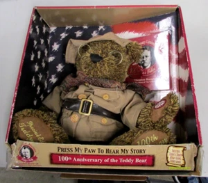 THEODORE ROOSEVELT TALKING TEDDY BEAR 100th ANNIVERSARY LIMITED EDITION W/BOOK - Picture 1 of 12