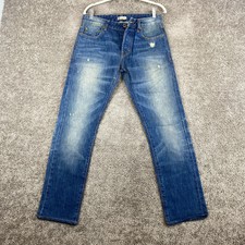 Norman Russell Straight Leg Jeans Men's 32x30 Blue Faded Whiskers Button Fly