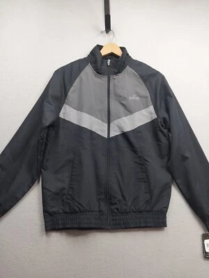 NWT Spalding Colorblock Full Zip Windbreaker Jacket Mens Medium Black Silver - Image 1 of 4