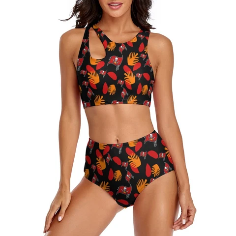 Tampa Bay Buccaneers 2-piece Swimsuit Womens Print Beach Swimwear with Chest Pad Cover