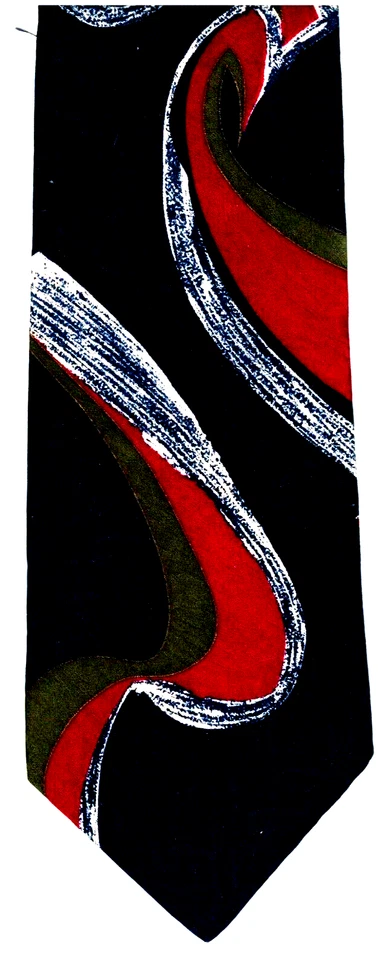 Tie Dramatic Swirl Red White Deep Blue Grey 4" Wide Necktie Haggar - Image 1 of 1