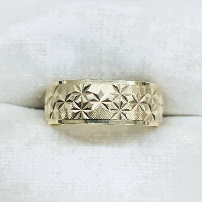 14k Yellow Gold Diamond Cut Flower Eternity Stars Engagement Wedding Ring Size 5 - Image 1 of 4