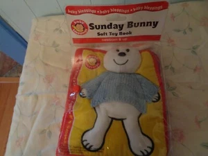 NEW BABY BLESSINGS SUNDAY BUNNY SOFT TOY BOOK    SUNDAY BUNNY EARLY LEARNING - Picture 1 of 12