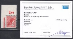 30 Pf red overprint Mi 28 ** corner 1 POR ndgz FB Schlegel BPP: "ee" luxury! - Picture 1 of 1
