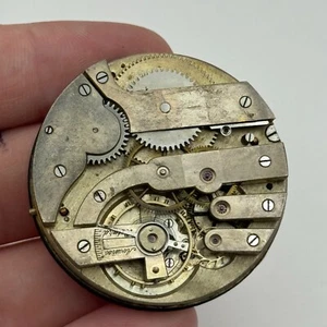 43.3mm Unidentified Open Face Swiss Balance Ok Pocket Watch Movement PARTS - Picture 1 of 20