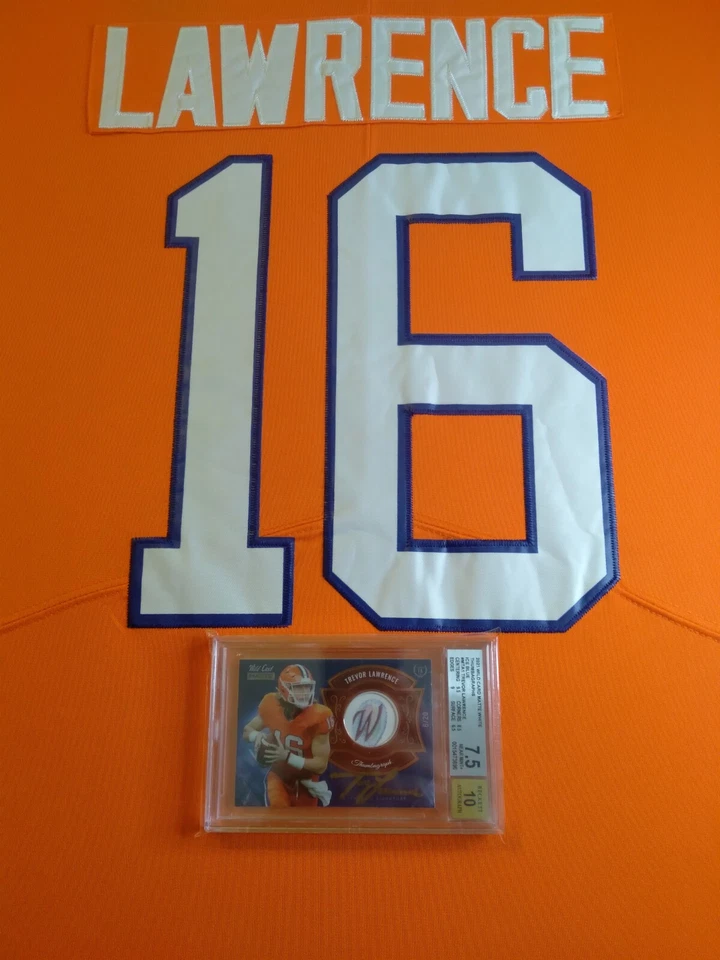 Trevor Lawrence 2021 Wild Card Matte Ice Blue 6/20 Graded Auto Rookie Thumbprint - Image 1 of 4