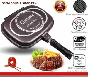 Parrilla de doble presión lateral DESSINI sartén para freír a prueba de arañazos fundición a presión 36 cm - Imagen 1 de 6
