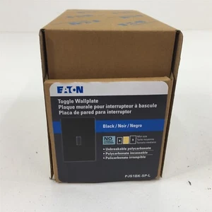 (20) Eaton PJS1BK-SP-L Mid-Size Single Gang Toggle Wallplates Black - 20 Pack - Picture 1 of 7