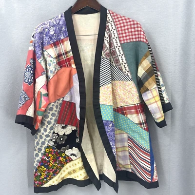 Vintage Patchwork Kimono Handmade Boho Cottagecore Lined Festival Retro READ - Image 1 of 4