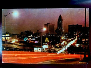c1957 Night View Civic Center And Chinatown, Los Angeles, Ca. Vintage Postcard - Picture 1 of 2