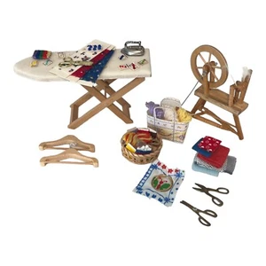 Artisan Miniature Dollhouse Dressed Sewing Room Ironing Board Spinning Wheel VTG - Picture 1 of 17